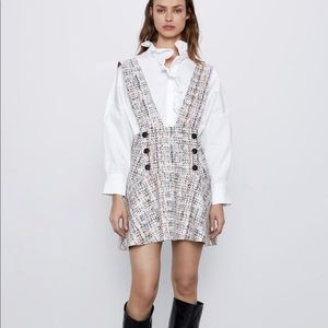 ZARA PRINTED PINAFORE DRESS WITH BUTTONS